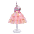 children's clothing: rainbow tulle cake skirt, kids' formal dress, princess dress, girls' dress, piano recital costume