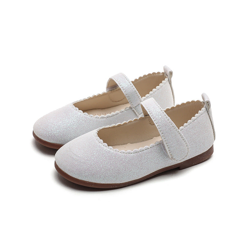 spring/autumn korean style new girls' leather shoes, export order, princess flats, children's velcro performance dance shoes