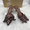 French-style open-back women's shoes, new trendy and versatile houndstooth half-toe sandals for summer 2025