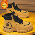 Winter men's boots: men's martin boots, fleece-lined warm high-top trendy versatile work boots, non-slip wear-resistant thick-soled boots