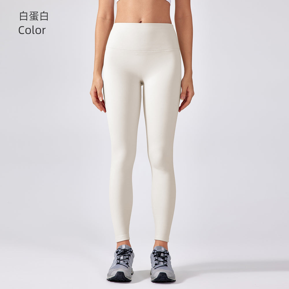 Fall and winter peach butt nude yoga pants women's outwear high waist elastic tight pants fleece-lined sports nine-point pants daw196