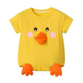 Super cute summer clothes, cute thin khaki baby summer onesie, short-sleeved baby clothes for men and women, cartoon