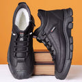 Men's winter warm cotton shoes - fleece lined, non-slip, casual high-top cotton shoes for men, elderly cotton shoes, men's leather cotton shoes for seniors