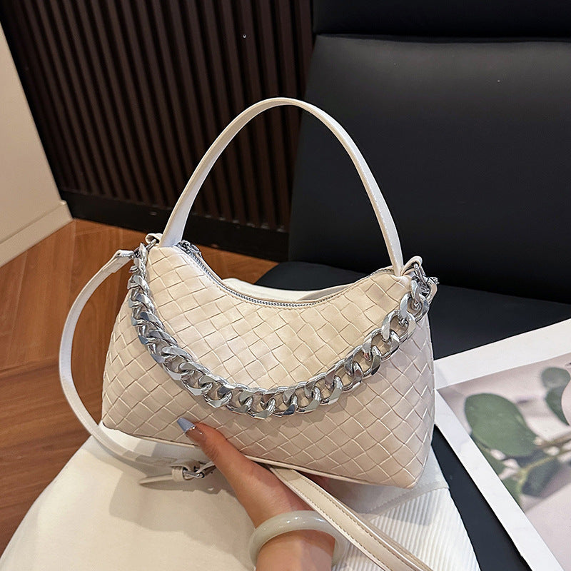 Foreign trade advanced sense foreign style small bag women's 2025 new woven chain hand bag versatile shoulder messenger bag