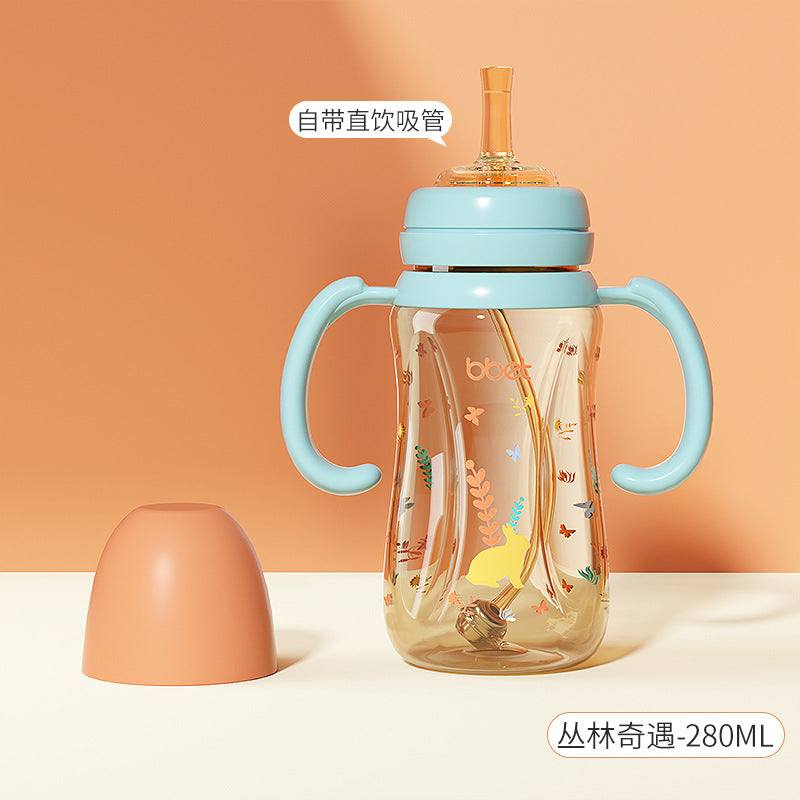 Baby bottle straw cup - ppsu sippy cup for infants and toddlers (1-3 years & up) - durable, spill-proof training cup