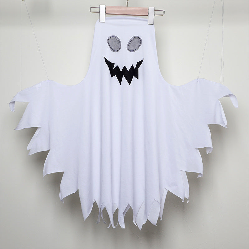 New halloween ghost face kids costume - cape character cosplay elf white ghost outfit