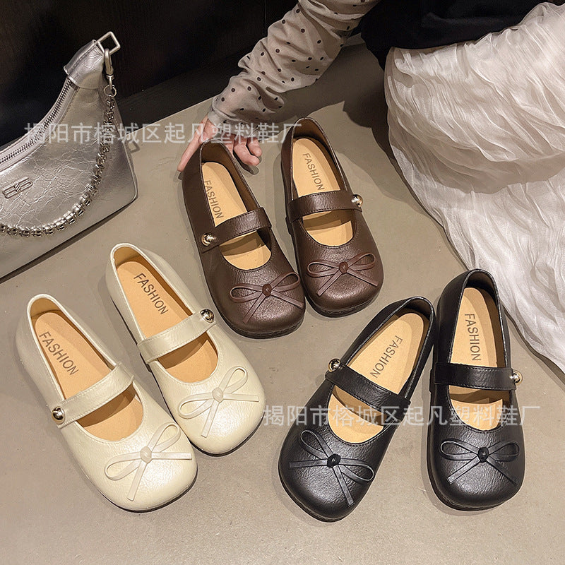 New arrival baotou flatsfrenchretrobows women's mary jane flats shoes flats soft bottom flats women's casual shoes