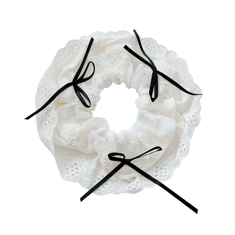 Cute pink polka dot square scarf hair tie head flower 2026 new arrival female classy back of head square large intestine hair tie
