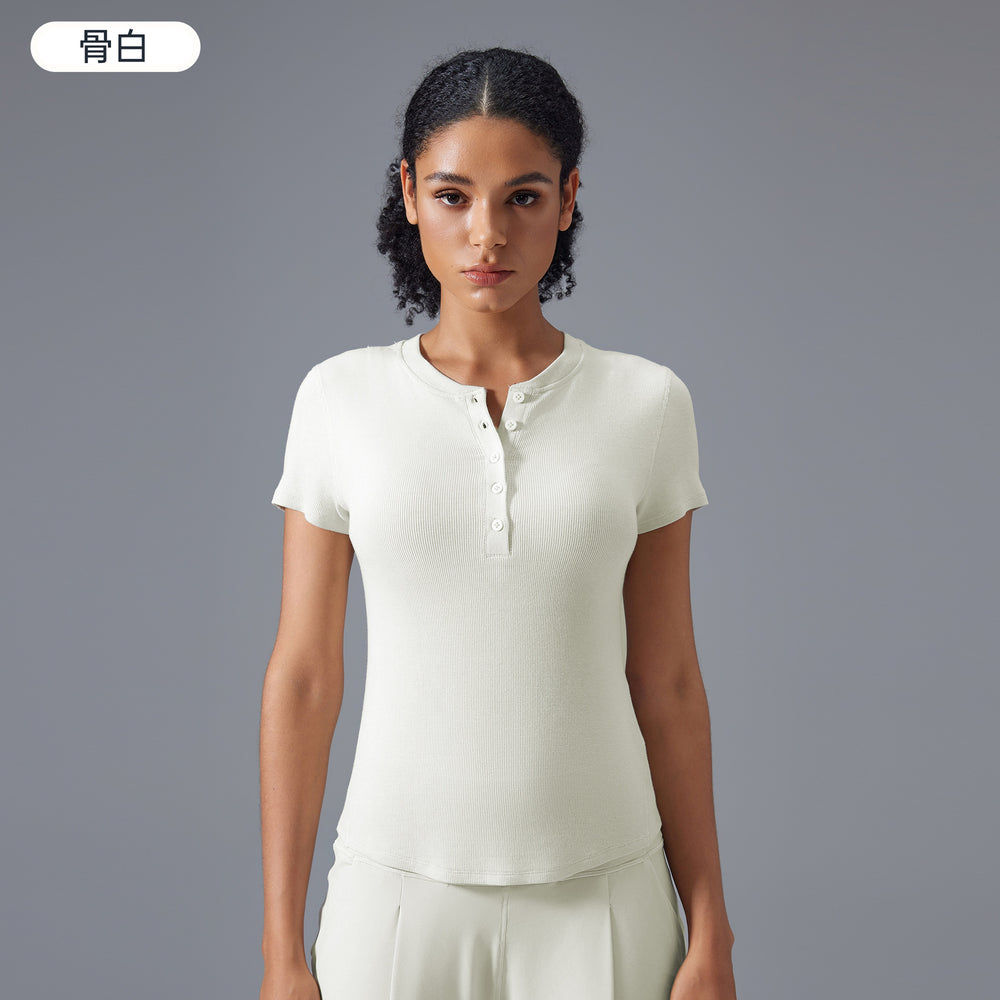 Modal yoga top - women's short sleeve, stretchy, comfortable, skin-friendly fitness t-shirt, slim fit, figure-flattering activewear top d25097