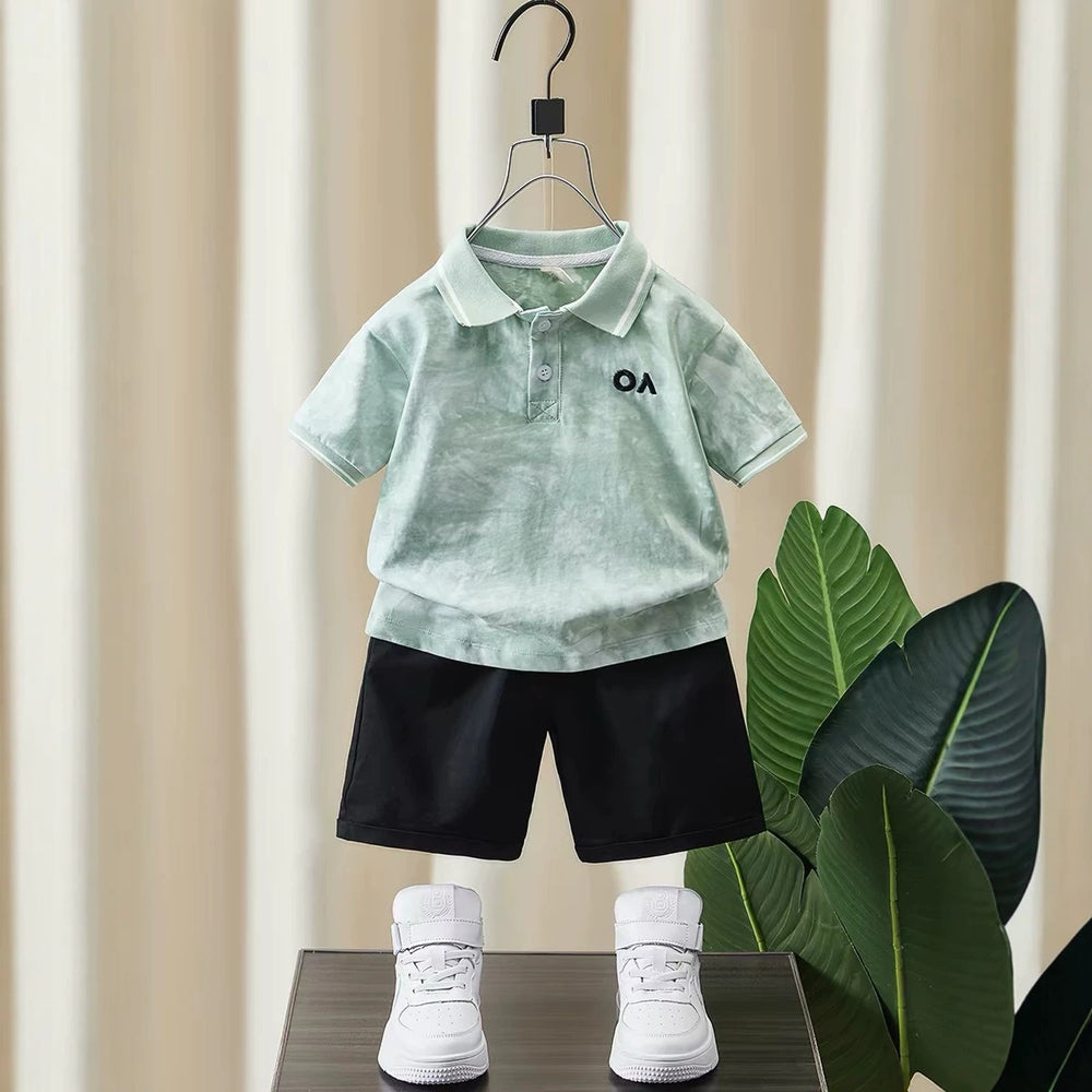 Boys' summer short-sleeve two-piece outfit,  new arrival: cute, trendy, and stylish summer set for cool and fashionable kids
