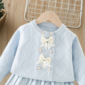 Girls' knit sweater set -  autumn/winter collection: chanel-inspired jacquard double-breasted cardigan & premium knit midi skirt two-piece set
