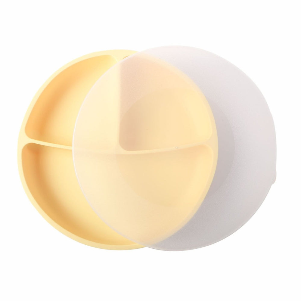 Kids tableware baby platinum silicone bowl baby silicone suction cup divider dinner plate food grade silicone tableware