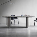 Luxury italian imported high-end dining table - modern minimalist rectangular alpine mountain rock slab dining table
