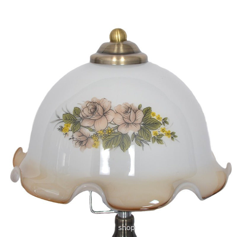 Antique neoclassical table lamp - bedroom bedside lamp - american retro country glass dimmable desk decorative night light