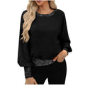 autumn new women's knitted top - cross-border european and american style, solid color, minimalist long-sleeve crew neck t-shirt