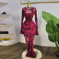 European and american women's clothing  autumn new collection: sweet and fresh printed mock neck long sleeve high waist slimming maxi dress