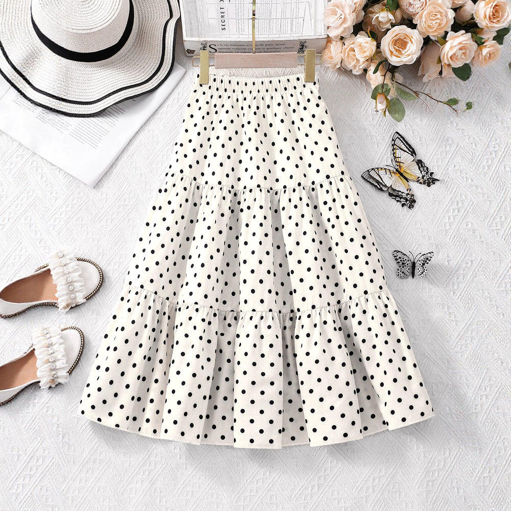 Girls' midi skirt, floral print flowy skirt