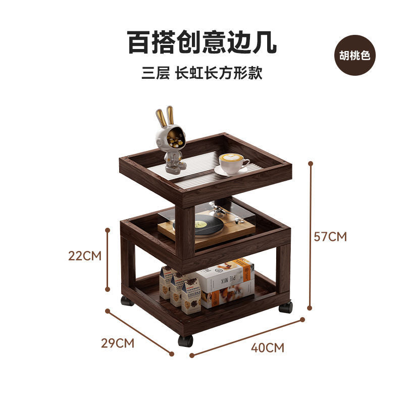 Solid wood bedside table bedside shelf bedroom coffee table living room for home small new arrival wood style ultra-narrow side table