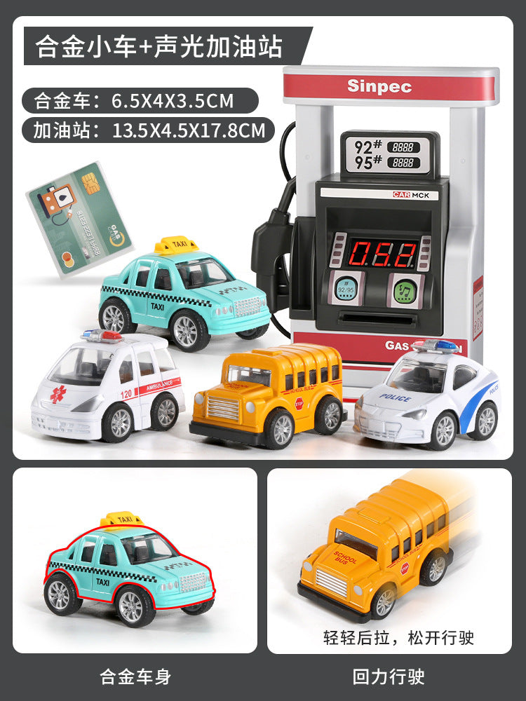 Kids' gas station toy model - realistic miniature cars - early education & pretend play for boys & babies - birthday gift