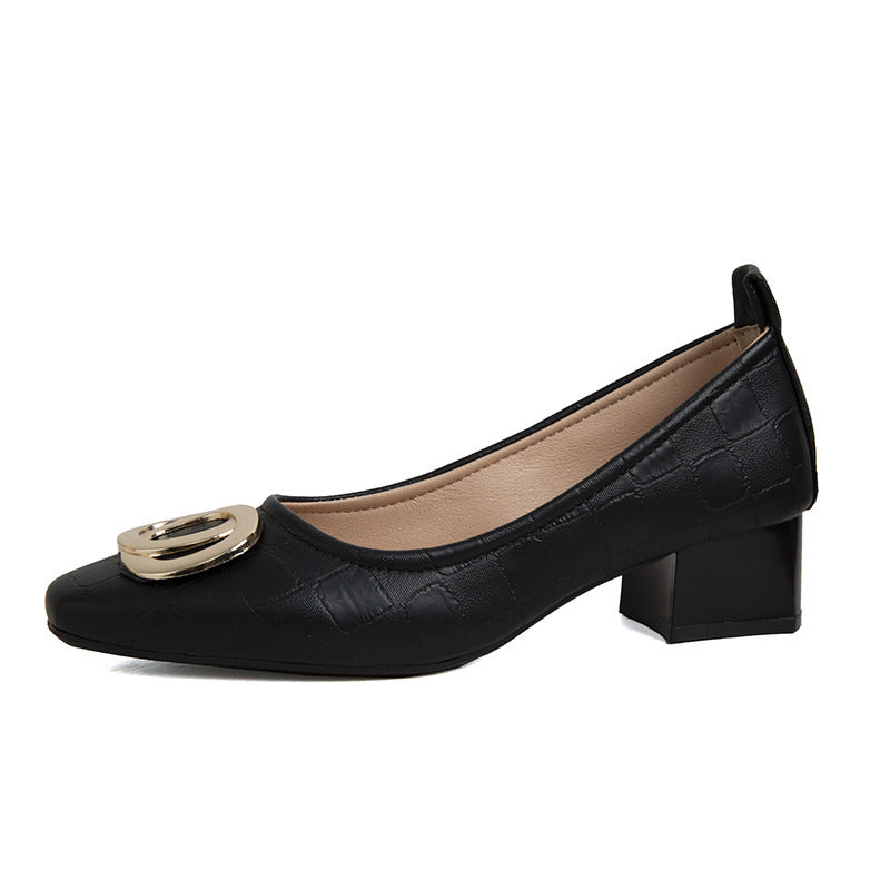 Chunky heel loafers for women - new spring/autumn 2024 collection - slip-on, low-cut, pointed-toe, soft sole, plus size women's shoes