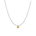 High-end fashion minimalist design titanium steel 18k gold plated necklace, luxury heart clavicle chain, vintage peach heart chain