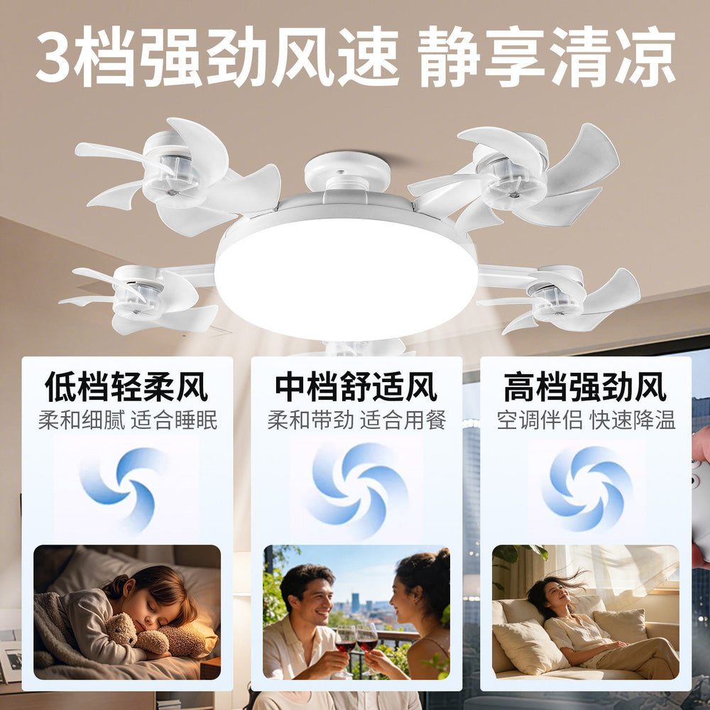 Fan light 2026 new arrival small silent e27 screw ceiling fan bedroom living room dormitory kitchen bed ceiling fan light