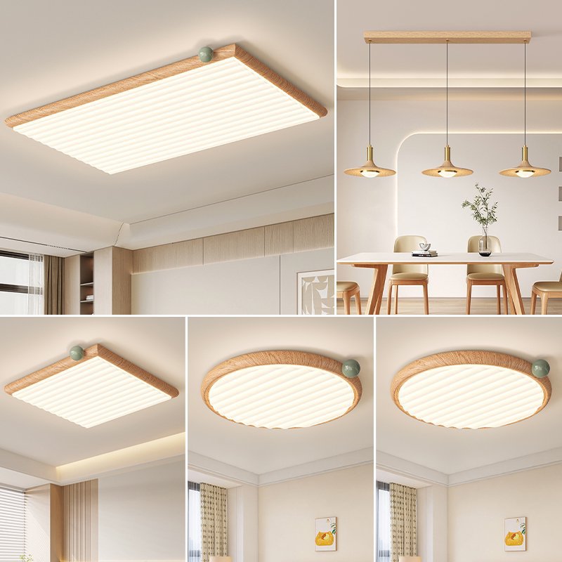 Medieval style living room light log color high-end ceiling light eye protection bedroom light whole house package lighting fixtures Daquan