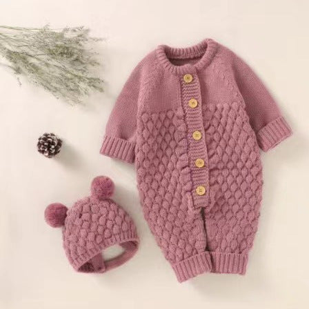 Baby knitting onesie fall and winternewborn baby boy and girl sweater cute heattech romper 06