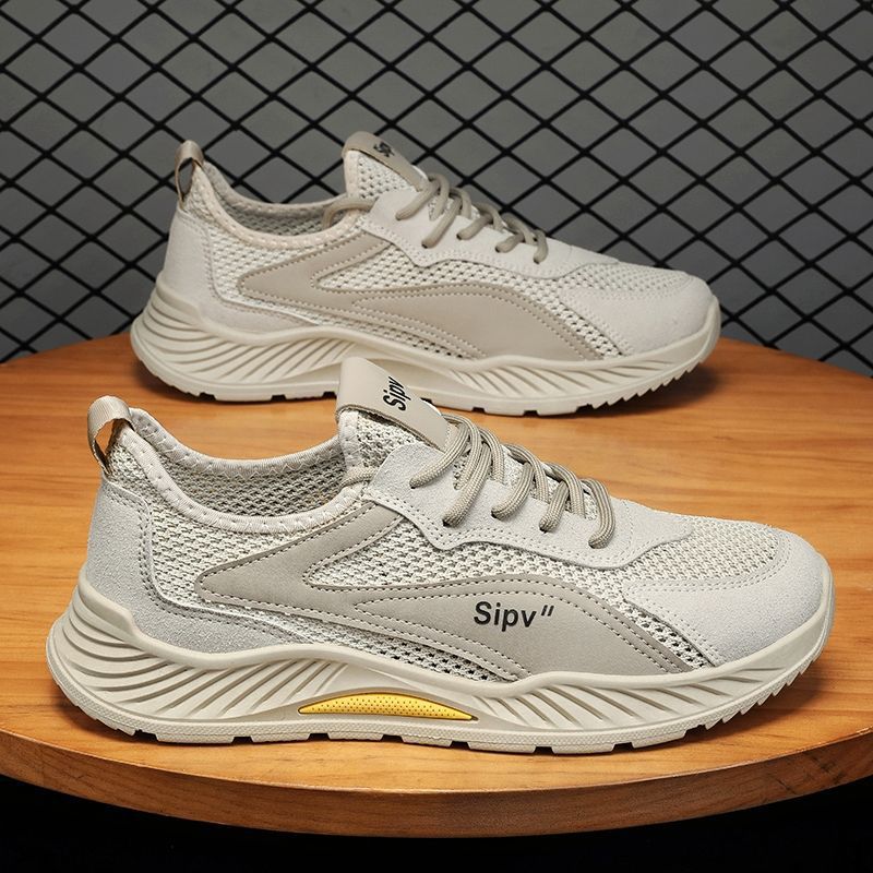 Men's winter breathable mesh lightweight hollow-out running casual sports shoes for work, business, and labor protection - trendy footwear