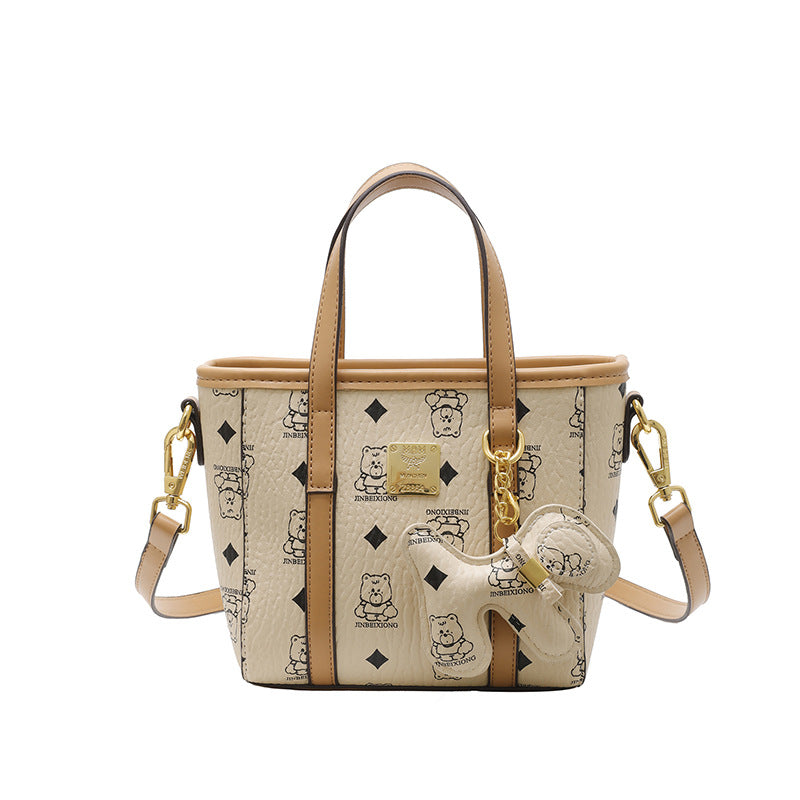 Cross-border high-end printing fashion portable bucket bag women's 2025 new versatile foreign trend shoulder messenger bag