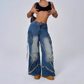 Pre-sale 15768#  cross-border foreign trade women's fashion ins retro five-pointed star workwear denim pants