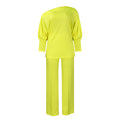 D3298 women's foreign trade  autumn fashion solid color asymmetrical neck top wide leg pants african cross-border set