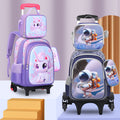 New 3d leather elementary school nylon fabric three-piece set kids' trolley backpack foreign trade lunch bag factory in stock