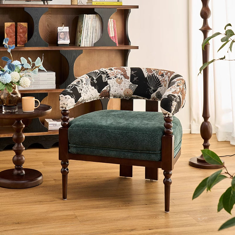 French retro single sofa chair balcony lazy single chair designer style living room fabric casual chair medieval lounge chair