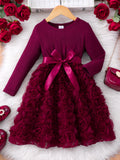 new girls' solid color rose dress