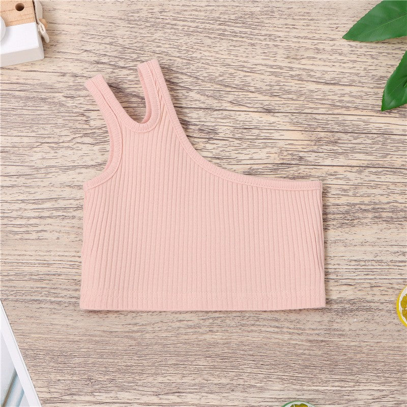 Kids' tank top - summer fashion, european & american style, casual solid color, cotton camisole for girls, trendy pink top