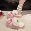 2025 cartoon slippers with detachable washable cotton lining, thickened plush outer, cute and waterproof for home wear, perfect for girls and couples