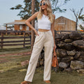 American hot girl fashion cross-border  new washed semi-elastic design stylish denim workwear casual pants for women