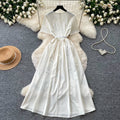 Elegant hand-painted print round neck dress - women's summer slimming a-line maxi dress