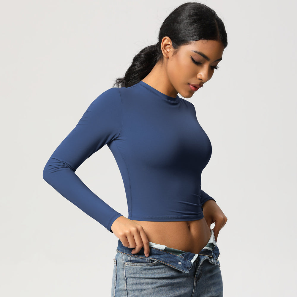 Naked-feel compression sports t-shirt - quick-dry, breathable long sleeve yoga top for pilates, running, and fitness