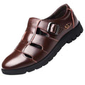 Clearance sale: authentic leather shoes for men - summer collection. business casual leather sandals with cutout design. perfect for middle-aged and elderly men, ideal for dad