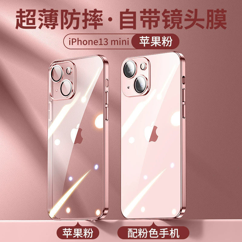 Electroplated lens film tpu soft shell suitable for iphone17promax mobile phone case transparent apple 16/15 anti-fall case