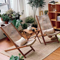 Outdoor garden leisure lounge set - nordic style patio wicker table and two chairs - outdoor lazy lounger