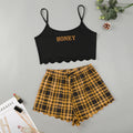 new creative chinese dragon print camisole top and plaid print shorts women's loungewear set