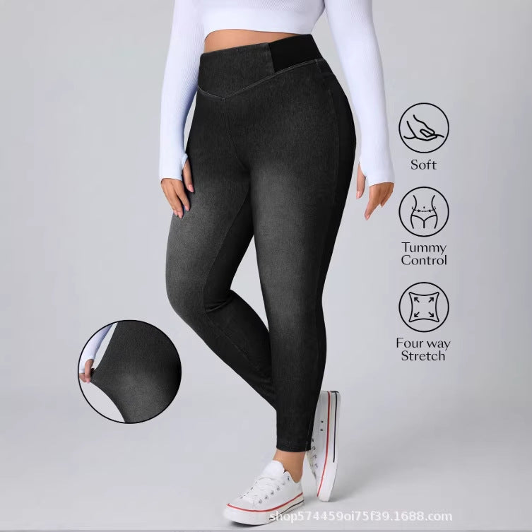 new arrivals: plus-size women's high-waisted, tummy-control, slimming, four-way stretch jeans for , , and european & american markets