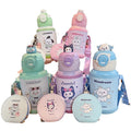 New cartoon character double-drink kids' thermos cup, 316 stainless steel food-grade water bottle with sleeve and straw