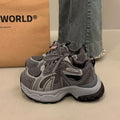 Vintage chunky platform sneakers for women - 2026 spring new arrival - height increasing, slimming, mesh breathable casual athletic shoes