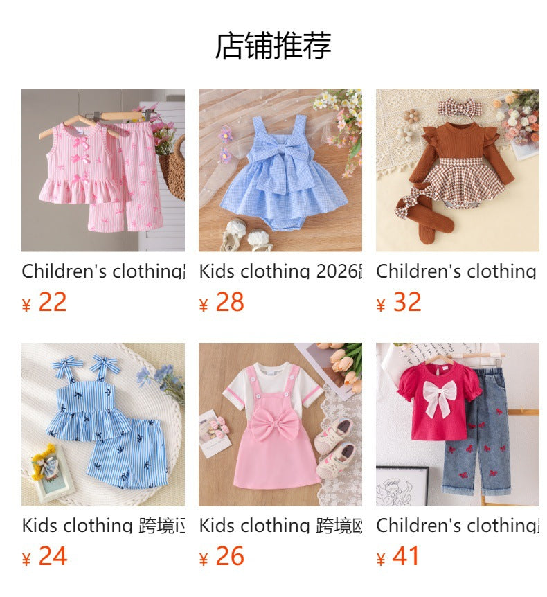 Children's clothing cross-border european and american girl suspender one-piece pants baby children's clothing suit