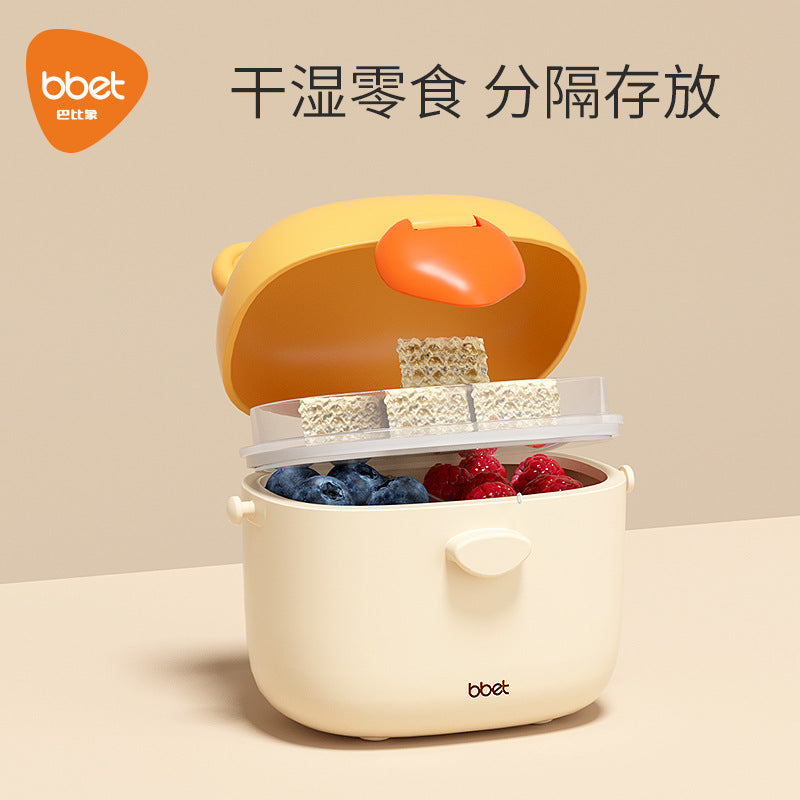 Baby outdoor snack box portable out storage box partition layer milk powder box baby complementary food storage box rice noodles