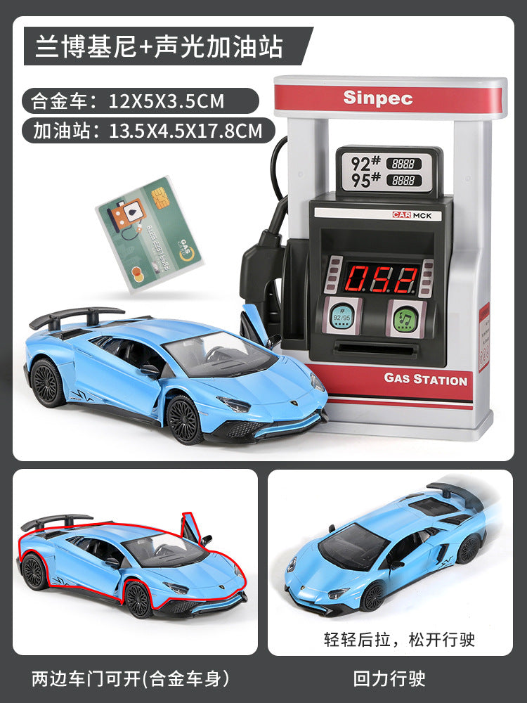 Kids' gas station toy model - realistic miniature cars - early education & pretend play for boys & babies - birthday gift